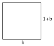 Et rektangel med sidelengder b og 1 + b.
